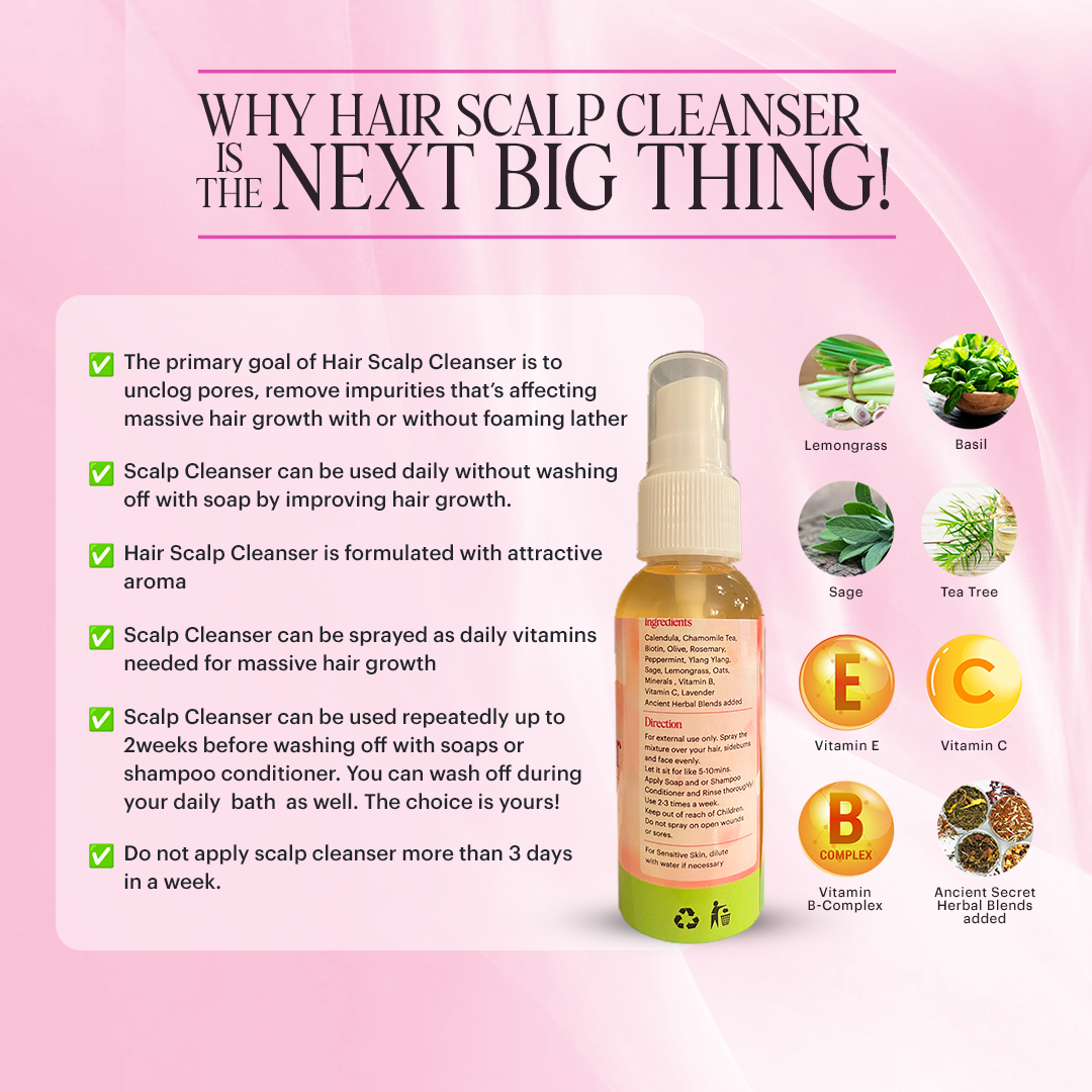 Hair Scalp Cleanser | Premium Herbs Infused | Detoxifier and Repairer | Floral Water | Attractive Aura| Unclog Hair Pores Follicles | Prevent Oil Buildup